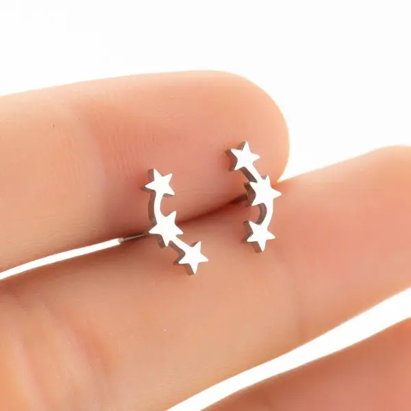 Wholesale PVD Coated 18K Gold Real Gold Plated Star 304 Stainless Steel Simple Style Korean Style Waterproof Non Tarnish Ear Studs