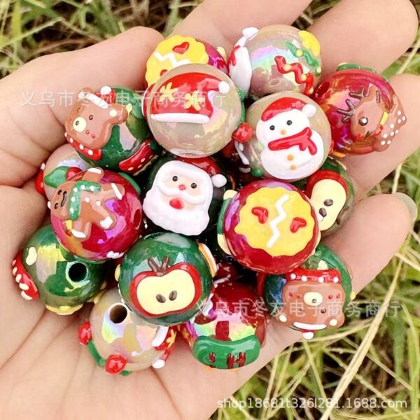Wholesale Painted Acrylic Christmas Hand-painted Beads