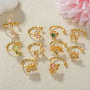 Wholesale Glam Pentagram Brass Plating Zircon Ear Clips 1 Piece