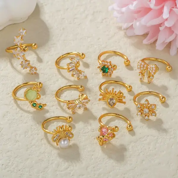 Wholesale Glam Pentagram Brass Plating Zircon Ear Clips 1 Piece