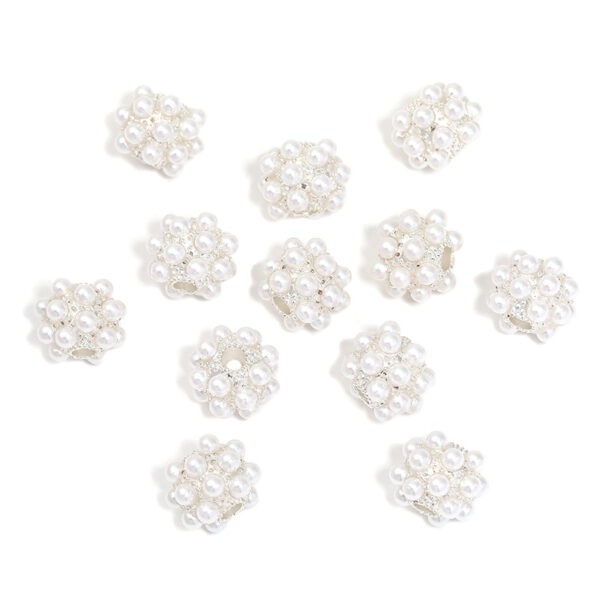 Wholesale Silver White Imitation Pearl Alloy Large Hole Beads Heavy Industry Bayberry Beads Beads Diy Beaded Pen Mobile Phone Chain Accessories