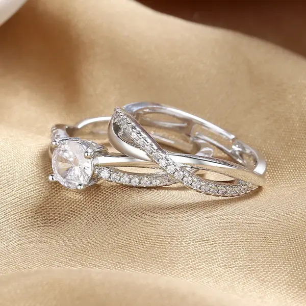 Wholesale Ig Style Round Copper Inlay Zircon Rings