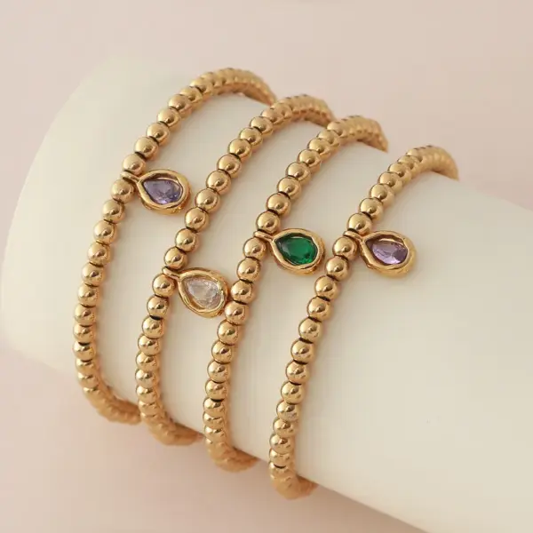 Simple Style Water oplets 304 Stainless Steel Birthstone Bracelets In Bulk