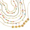 Wholesale 304 Stainless Steel Colorful Daisy PVD Coated 18K Real Gold Plated Real Gold Plated Sweet Classic Style Waterproof Non Tarnish Beaded Enamel Colour Necklace