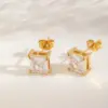 Wholesale 1 Pair Elegant Simple Style Artistic Geometric Square Plating Inlay 304 Stainless Steel Zircon 18K Gold Plated Ear Studs