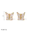 Wholesale Sparkling Zircon Ear Bone Stud Earrings Piercing Jewelry 304 Stainless Steel 18K Gold Plated INS Style Elegant