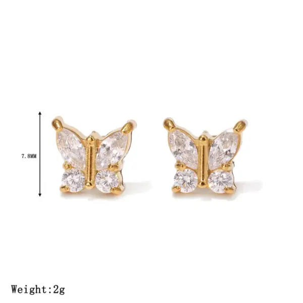 Wholesale Sparkling Zircon Ear Bone Stud Earrings Piercing Jewelry 304 Stainless Steel 18K Gold Plated INS Style Elegant