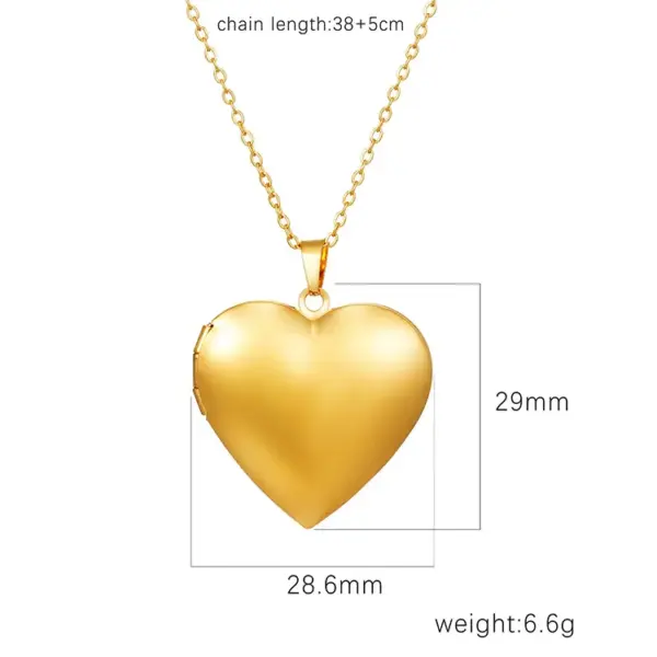 Wholesale 304 Stainless Steel Heart Shape Electroplated 18K Real Gold Plated Modern Style Classic Style Waterproof Non Tarnish Plating Pendant Necklace