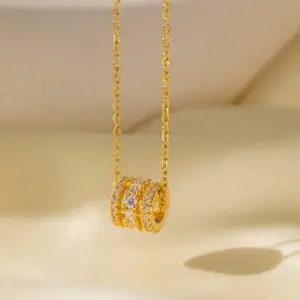 [8129] Three-Row Drill Small Waist Necklace / Gold