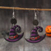 Wholesale Halloween Wizard Hat Wooden Retro Earrings