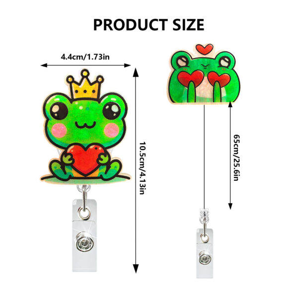 Wholesale Acrylic Frog Heart Retractable Rotating Badge Reel Medical Valentine's Day Gift Id Easy-Pull Buckle