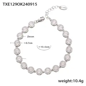 Txe129-Steel White Zircon Bracelet