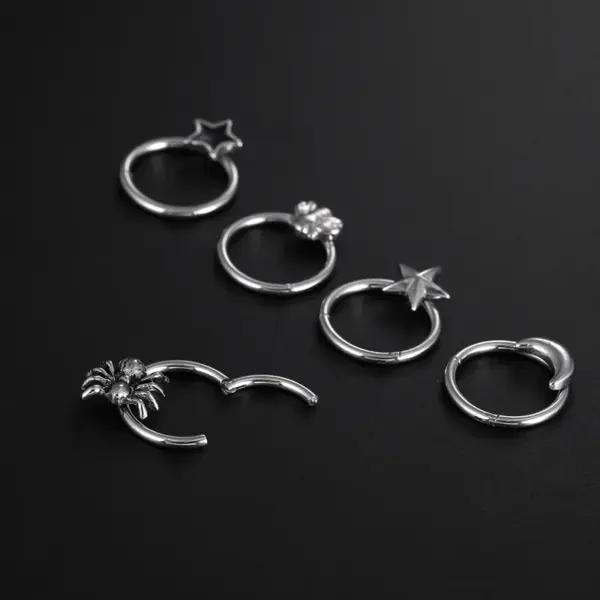 Wholesale Hip-hop Star Titanium Steel Polishing Nose Ring Nose Pin