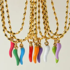 Wholesale Ion Plating (IP) Real Gold Plated Eye Chili Fish 304 Stainless Steel Simple Style Commute Waterproof Non Tarnish Pendant Necklace