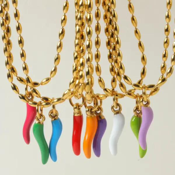 Wholesale Ion Plating (IP) Real Gold Plated Eye Chili Fish 304 Stainless Steel Simple Style Commute Waterproof Non Tarnish Pendant Necklace