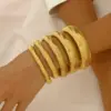 Wholesale Ion Plating (IP) Real Gold Plated Geometric 304 Stainless Steel Elegant Hip-Hop Streetwear Waterproof Non Tarnish 304 Stainless Steel Wristband