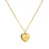 Wholesale Fashion Heart Shape Titanium Steel Pearl Inlay Artificial Gemstones Pendant Necklace 1 Piece
