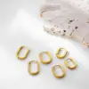 Wholesale 201 Stainless Steel Oval PVD Coated 18K Real Gold Plated Simple Style Plating Gold Earrings