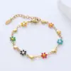 Wholesale 304 Stainless Steel Heart Shape Flower PVD Coated No Inlaid 18K Gold Plated Simple Style Waterproof Non Tarnish Epoxy Lobster Trigger Clasp Closure Colorful Gold Bracelets