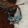Wholesale European and American New Ethnic Style Bohemian Turquoise Tow Head Elephant Leaf Pendant Handmade Multi-layer Bracelet Bracelet