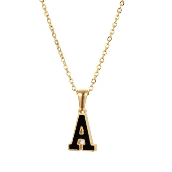 Wholesale Simple Style Letter Stainless Steel Pendant Necklace Gold Plated Stainless Steel Necklaces