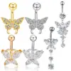 Fashion Butterfly Stainless Steel Inlay Zircon Belly Ring 1 Piece
