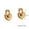 18K Gold Plated Real Gold Plated Heart Shape 304 Stainless Steel Metal Romantic Waterproof Non Tarnish Hoop Earrings