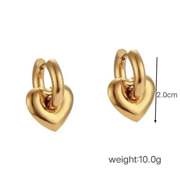 18K Gold Plated Real Gold Plated Heart Shape 304 Stainless Steel Metal Romantic Waterproof Non Tarnish Hoop Earrings
