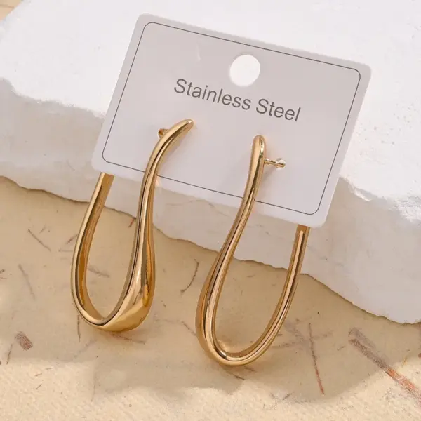 Wholesale 1 Pair/Package Casual Elegant U Shape Oval Handmade Polishing Plating 304 Stainless Steel Acrylic Pearl 18K Gold Plated Earrings