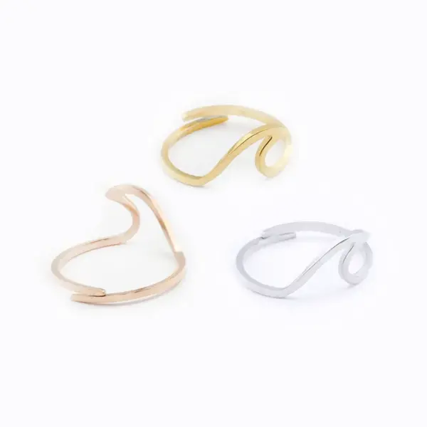Wholesale European And American Fashion Simple Spray Wave Geometric Opening Ring