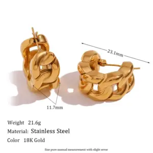 Semicircle Chain Ear Ring-Gold