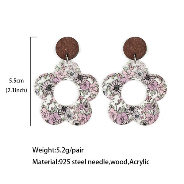 Wholesale Cross-border Flower Daisy Stitching Earrings Double-sided Hollow Printing Flowers Mother's Day Gift Jewelry Amazon Source