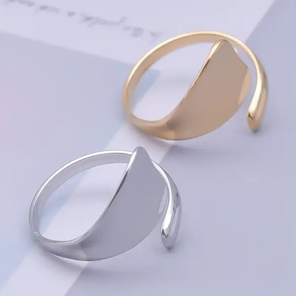 PVD Coated Real Gold Plated 18K Gold Geometric 304 Stainless Steel Simple Style Waterproof Non Tarnish Open Rings