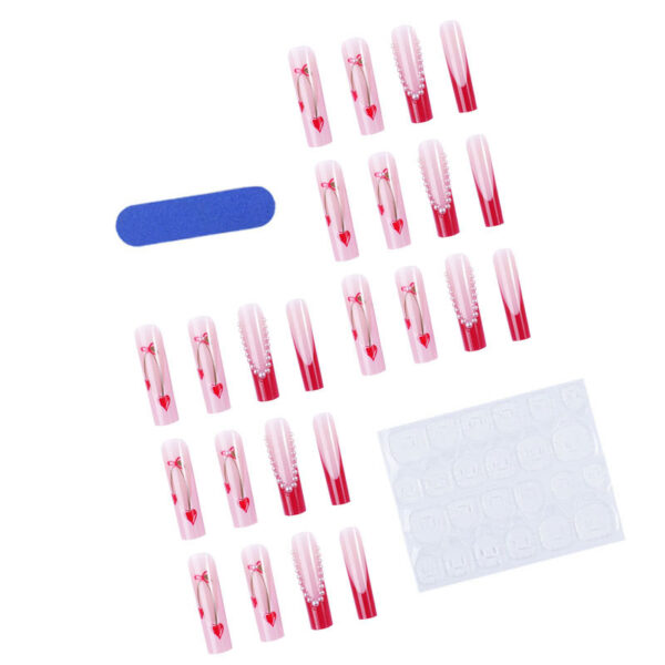 Wholesale Cross-Border European and American Water Pipe Manicure Nails Cross-Border Hot Selling Love Pearl Wearable Nails French Fake Nails