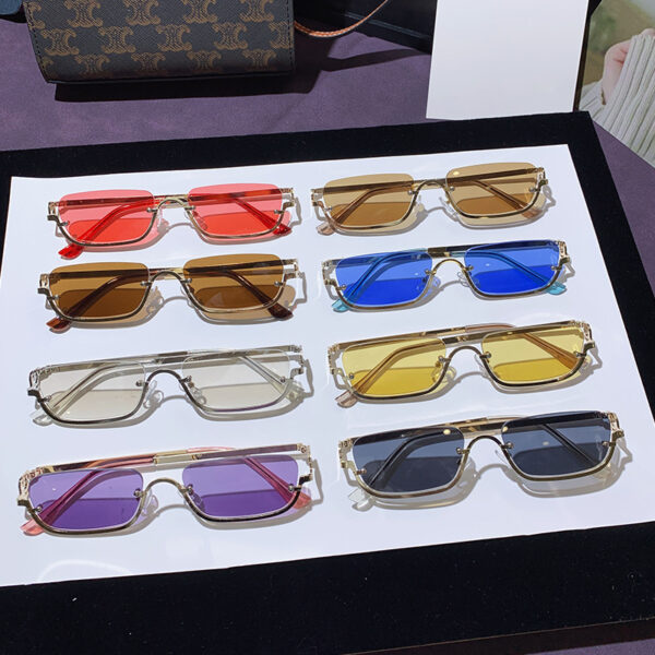 Wholesale Cross-Border Small Frame Square Sunglasses 2025 New Style Personalized Metal Marine Sunglasses Women's High-End Street Style Glasses