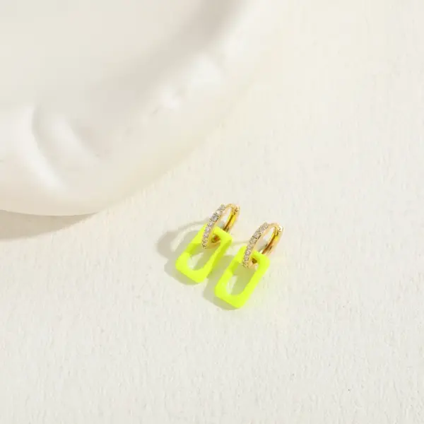 Wholesale 1 Pair Elegant Classic Style Square Enamel Plating Inlay Copper Zircon 14k Gold Plated Earrings