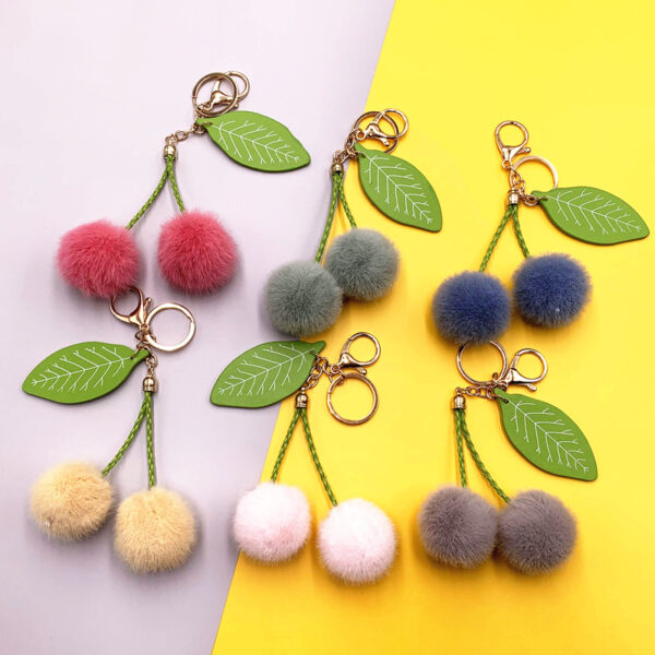 oly-1de17353989e506ff8126b12a9884fea Wholesale Fruit Keychain Car Cute Cherry Bag Key Chain Fur Ball Plush Doll Cartoon Pendant Creative Accessories