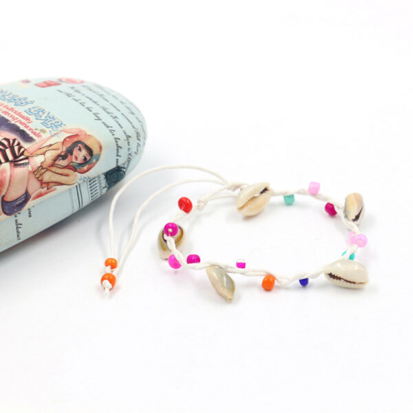 Wholesale in stock wholesale hand woven colorful string shell conch bracelet bohemian beach seaside anklet jewelry