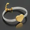 304 Stainless Steel Heart Shape PVD Coated Stone-Free 18K Real Gold Plated Simple Style Waterproof Non Tarnish Rose Gold Sier Yellow Bracelets