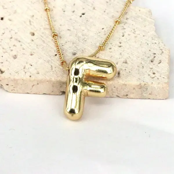 Wholesale Simple Style Classic Style Letter Copper 18k Gold Plated Pendant Necklace In Bulk