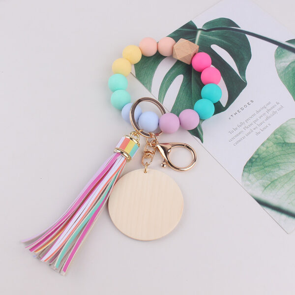 Wholesale Spot Silicone Ball Bead Key Bracelet Teacher's Day Valentine's Day Wrist Keychain Pendant Leather Bracelet