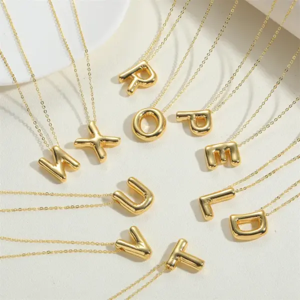 Wholesale Copper 14K Gold Plated Vintage Style Simple Style Commute Letter Pendant Necklace