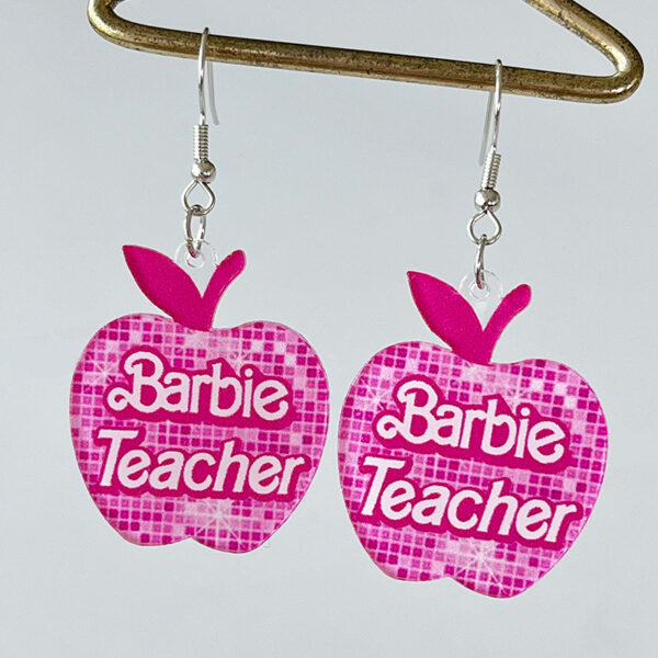 Wholesale Cross-border popular jewelry Amazon teacher Apple Pencil teacher pink Reading School earrings acrylic earrings