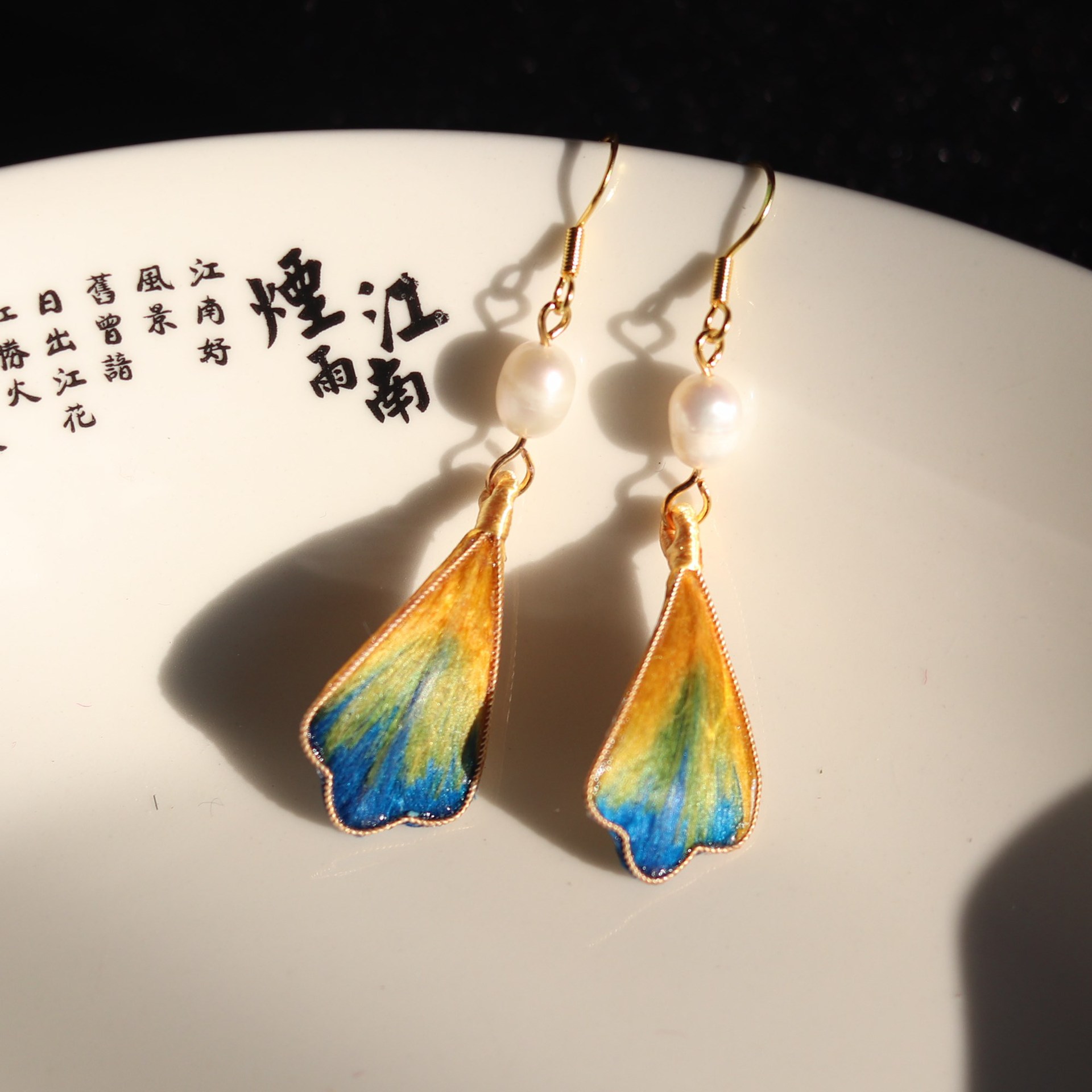 Wholesale Veet Flower Pearl Filigree Earrings Chinese Classical National Style Hanfu Cheongsam Earrings Earrings