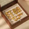 Wholesale PVD Coated Real Gold Plated Heart Shape 304 Stainless Steel Classic Style Waterproof Non Tarnish Drop Earrings Ear Studs