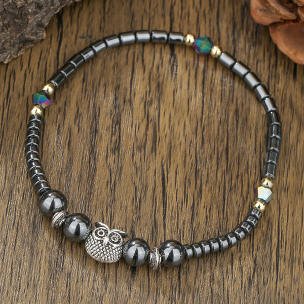 Wholesale Amazon Hot Selling anklet AB Color Black Gallstone anklet Women's Beach Holiday Style Handmade Beaded Owl anklet Women