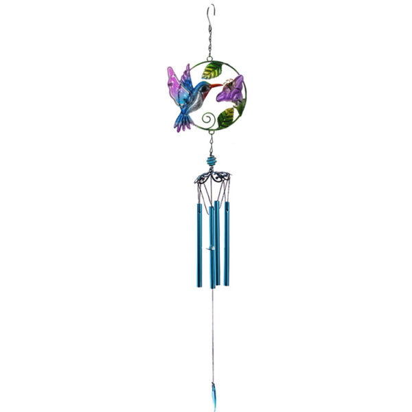 Wholesale Zegean Wind Chime Hummingbird Glass Painted Crafts Wind Chime Tube Pendant Courtyard Balcony Creative Gift Decoration