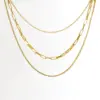 Wholesale PVD Coated 18K Gold Plated Solid Color 304 Stainless Steel Casual Simple Style Waterproof Non Tarnish 304 Stainless Steel Layered Necklaces