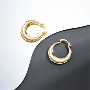 Wholesale 1 Pair Retro Geometric Plating Copper 14K Gold Plated Hoop Earrings