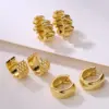 Wholesale Fashion Geometric Copper Plating Pleated Hoop Earrings 1 Pair